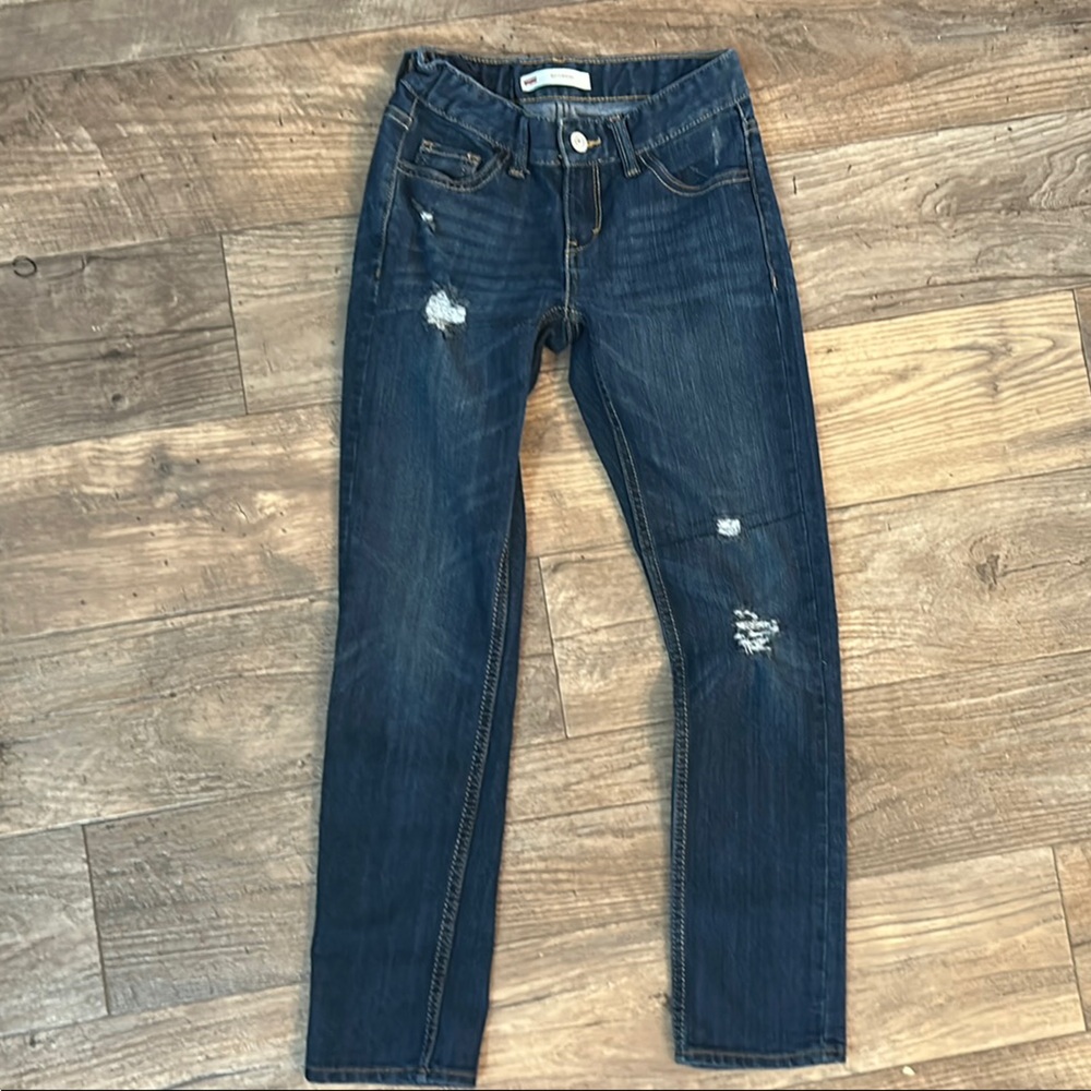 Levi blue jeans, adjustable waist